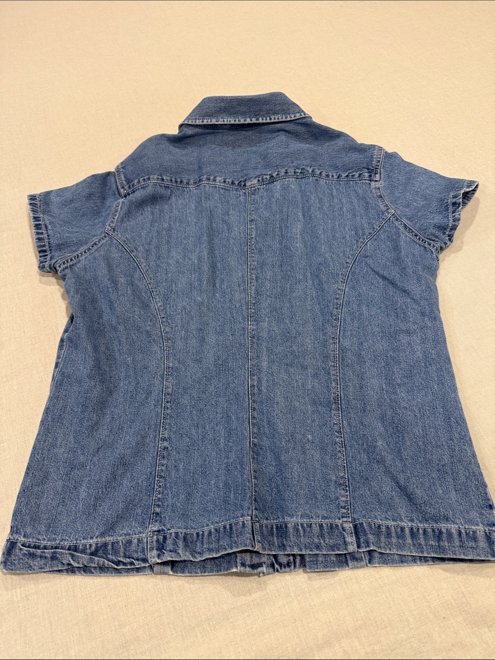 GAP Factory Chambray Denim Snap Front Short Sleeve Shirt Women’s Medium Blue - Picture 7 of 7